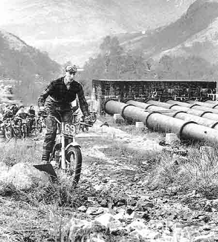 Dick Walker riding Scottish trial 1970